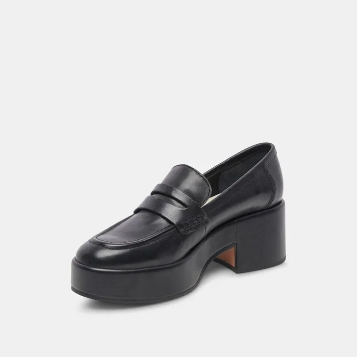 Dolce Vita Yanni Loafers Black Leather Women Flats and Loafers