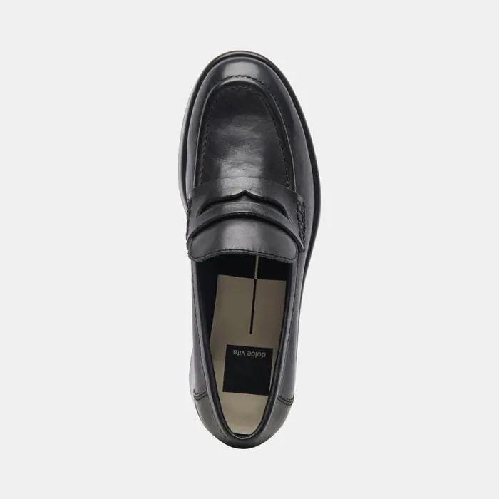 Dolce Vita Yanni Loafers Black Leather Women Flats and Loafers