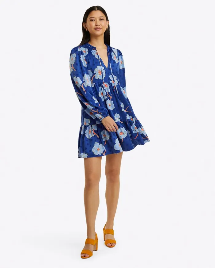 Draper James Dresses Women Connie Long Sleeve Mini Dress In Printed Dot Jacquard
