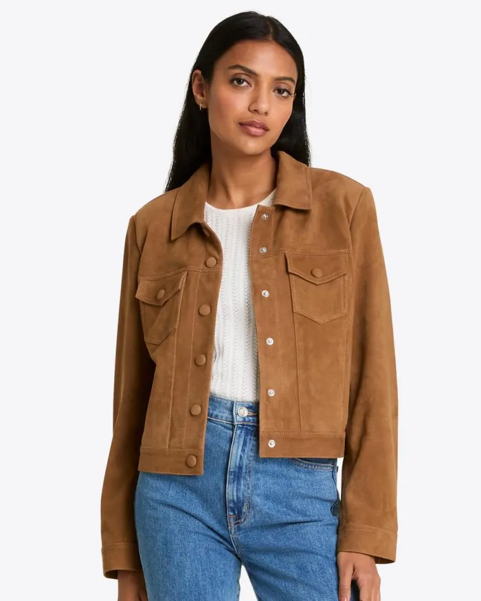 Draper James Jackets and Outerwear Women Cropped Suede Jacket