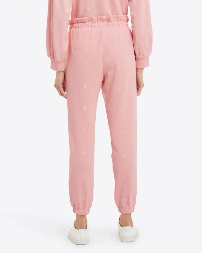 Draper James Lounge and Pajamas Women Bobbie Sweatpants In Pink Embroidered Viola