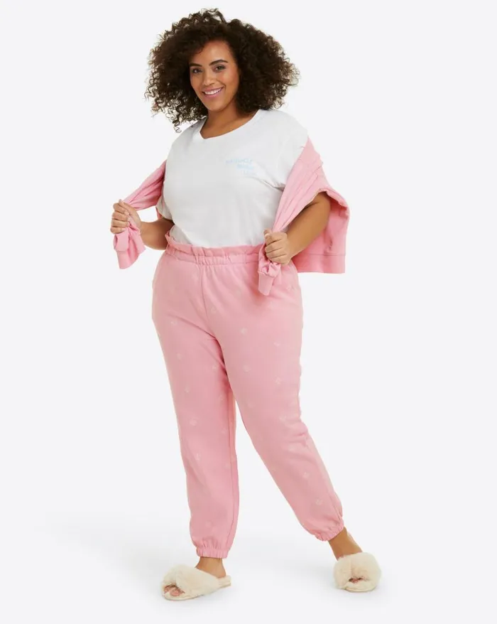 Draper James Lounge and Pajamas Women Bobbie Sweatpants In Pink Embroidered Viola
