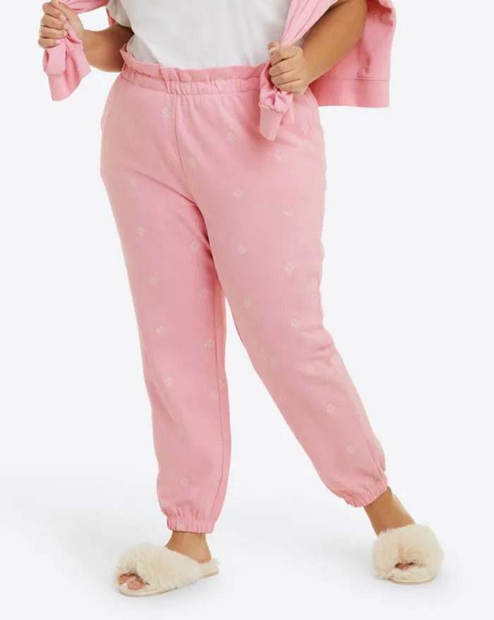Draper James Lounge and Pajamas Women Bobbie Sweatpants In Pink Embroidered Viola