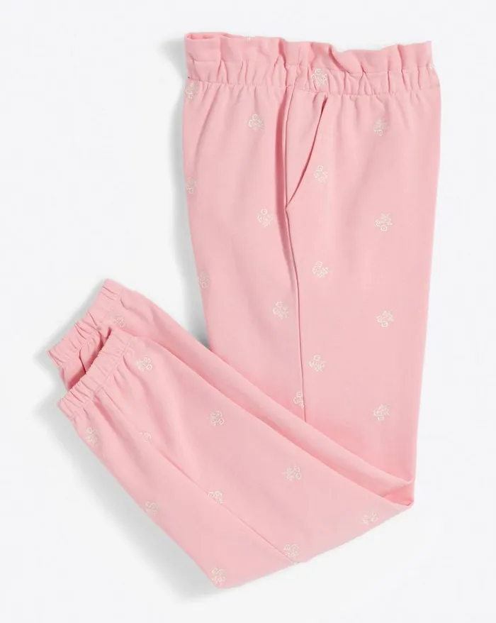Draper James Lounge and Pajamas Women Bobbie Sweatpants In Pink Embroidered Viola