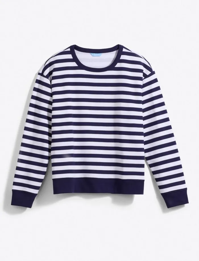 Draper James Lounge and Pajamas Women Kelsea Sweatshirt In Awning Stripe