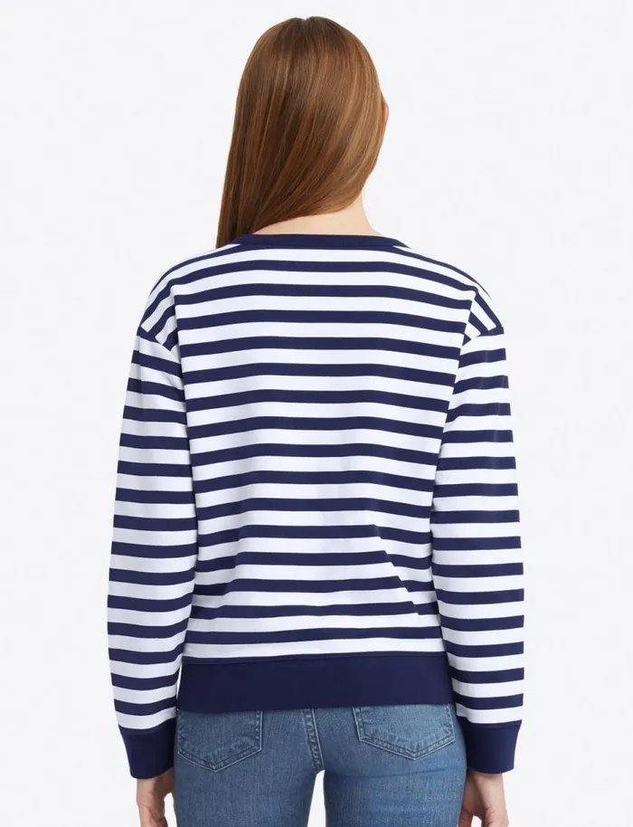 Draper James Lounge and Pajamas Women Kelsea Sweatshirt In Awning Stripe