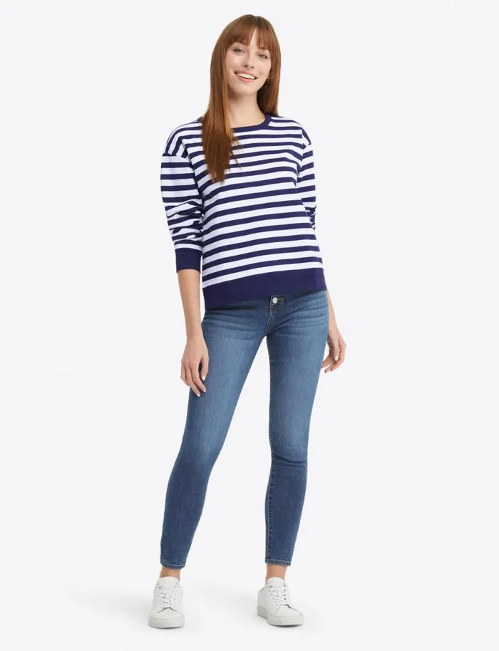 Draper James Lounge and Pajamas Women Kelsea Sweatshirt In Awning Stripe