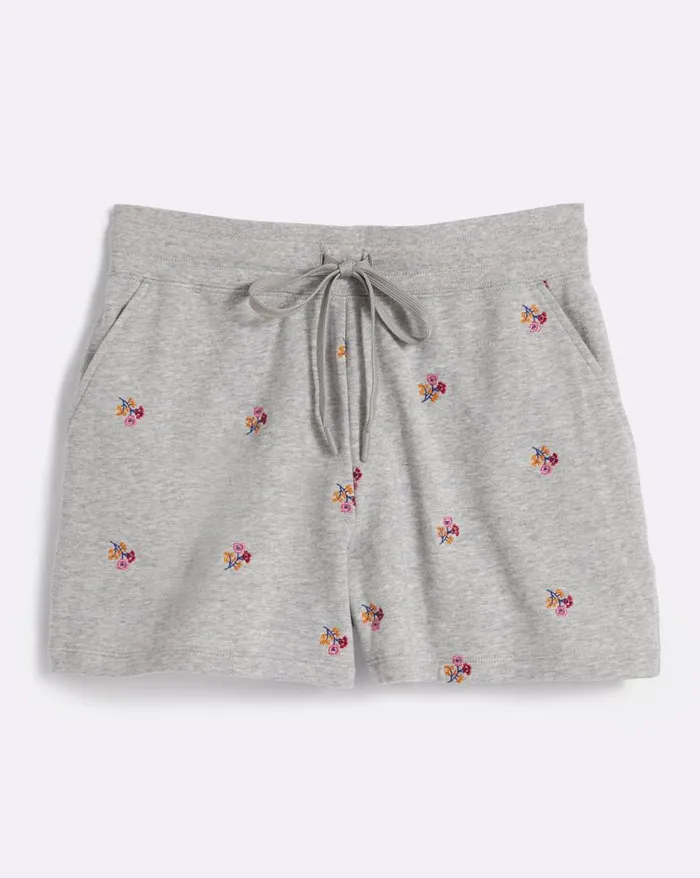 Draper James Lounge and Pajamas Women Natalie Sweat Shorts In Embroidered Viola