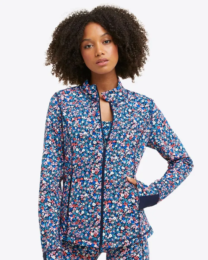 Draper James Sport Women Warm Up Jacket In Allover Ditsy Floral