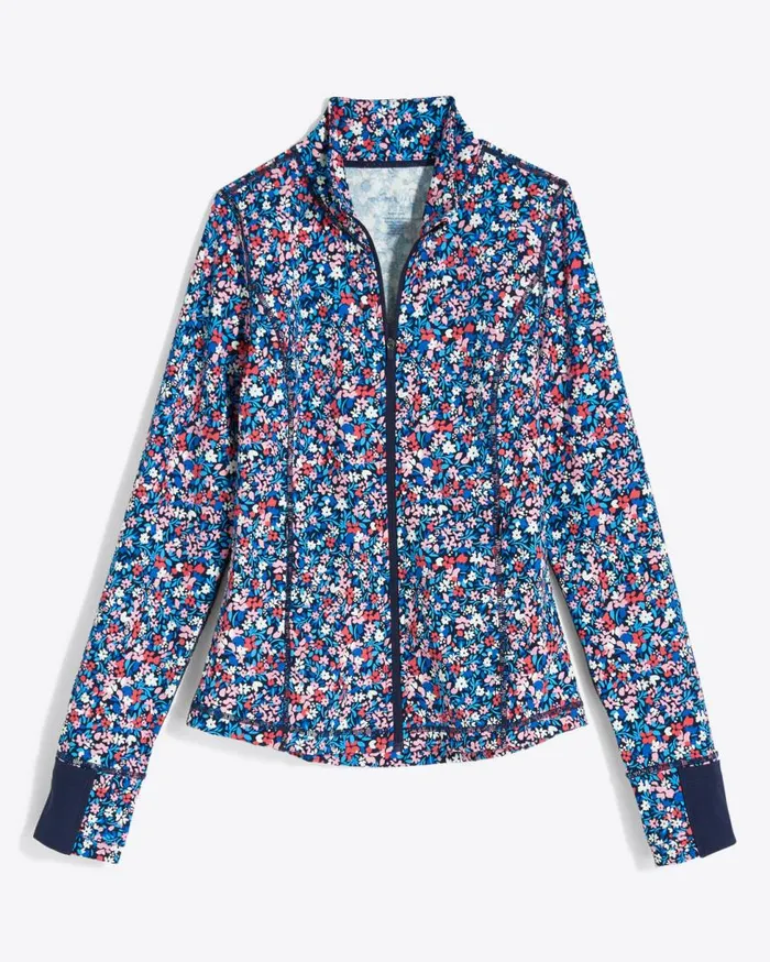 Draper James Sport Women Warm Up Jacket In Allover Ditsy Floral