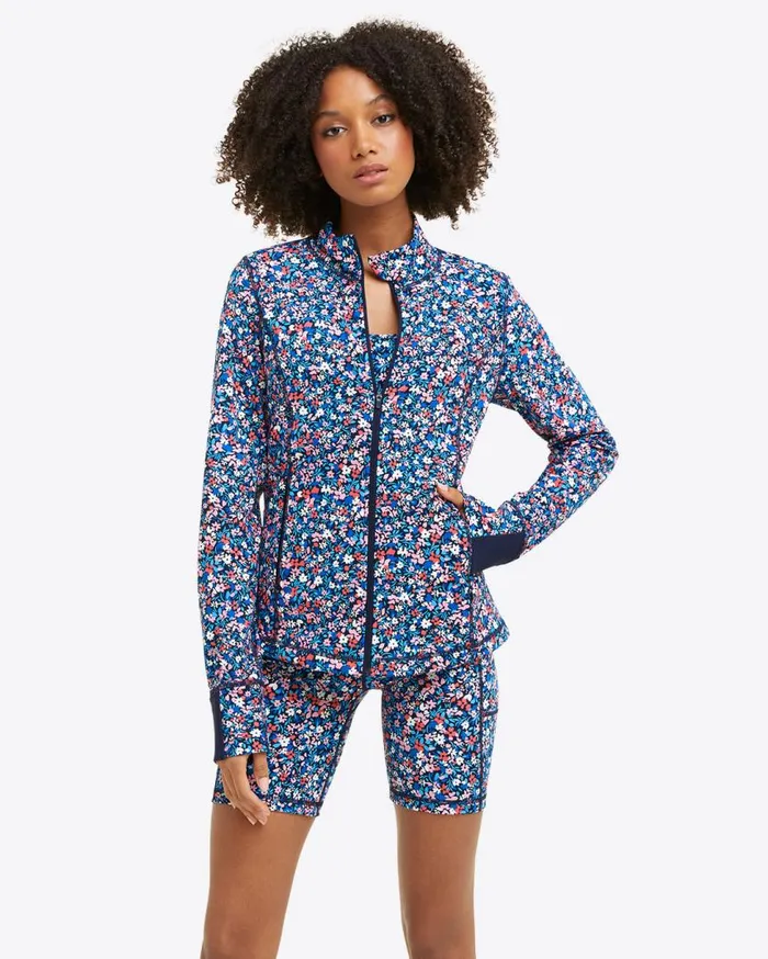Draper James Sport Women Warm Up Jacket In Allover Ditsy Floral