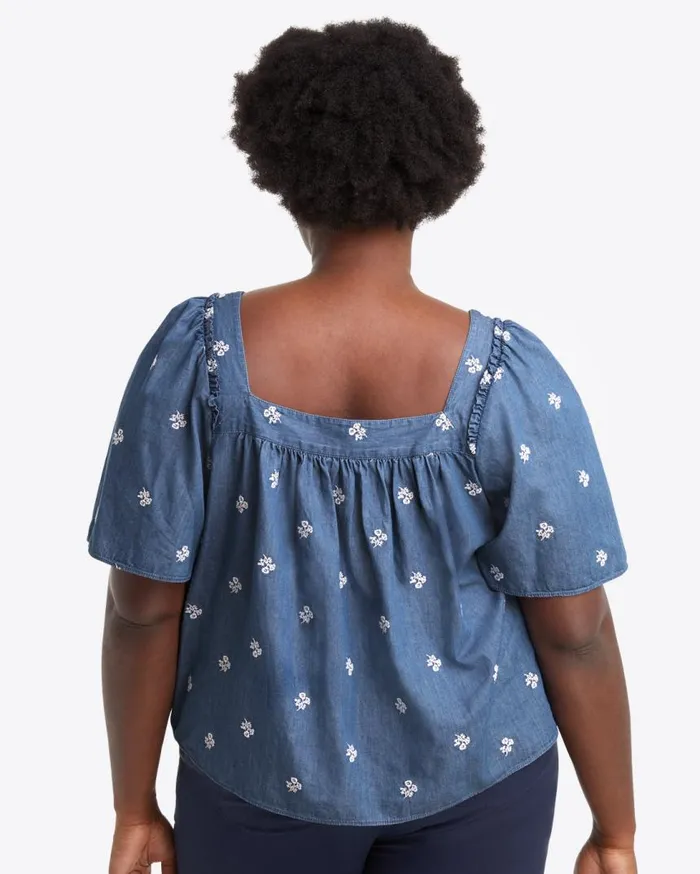 Draper James Tops Women Maren Top In Embroidered Chambray