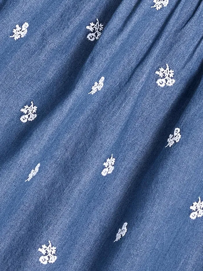 Draper James Tops Women Maren Top In Embroidered Chambray