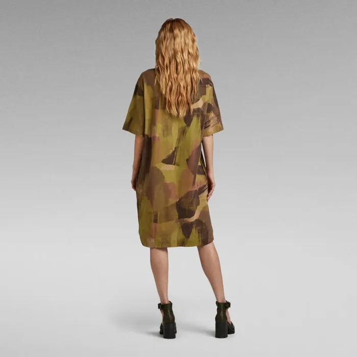 Dresses Women GStar RAW Boxy U Tee Allover Dress Safari Watercolor Camo
