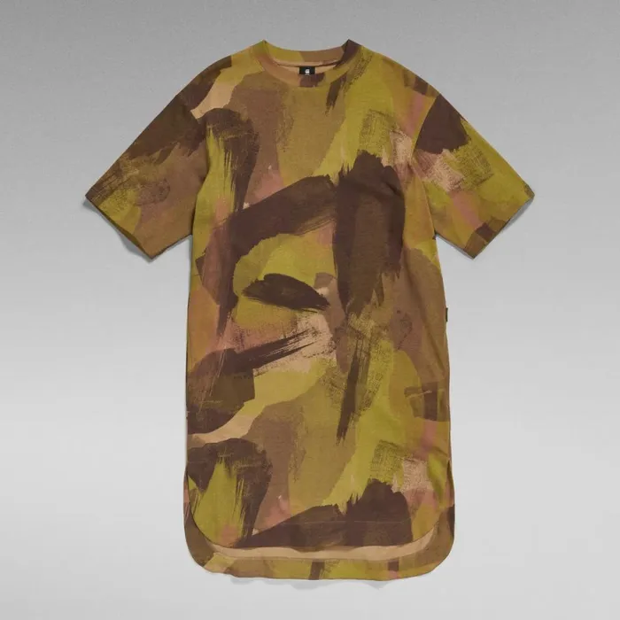 Dresses Women GStar RAW Boxy U Tee Allover Dress Safari Watercolor Camo