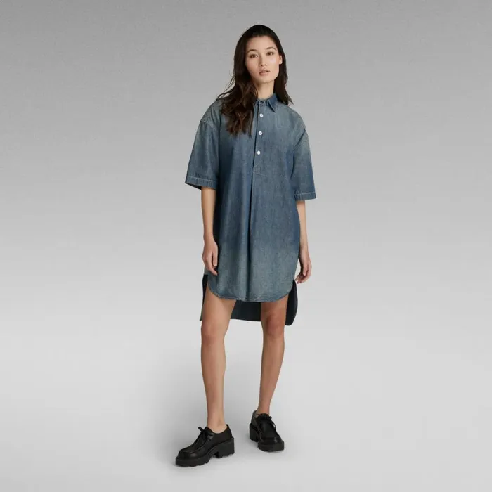 Dresses Women GStar RAW Shirt Dress Antic Faded Aegean Blue