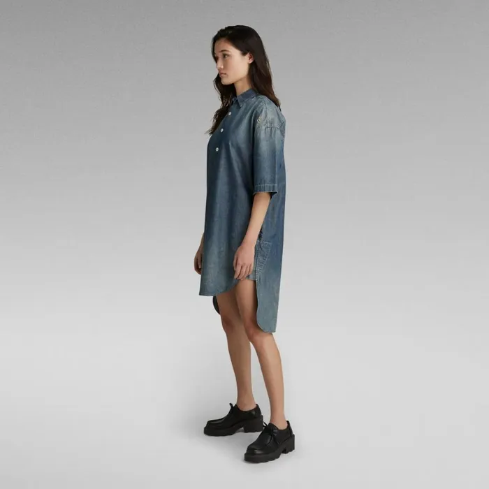 Dresses Women GStar RAW Shirt Dress Antic Faded Aegean Blue