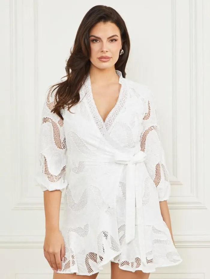 Dresses Women Marciano Arin Wrap Dress Blanc Pur Dresses Women Marciano Arin Wrap Dress Blanc Pur