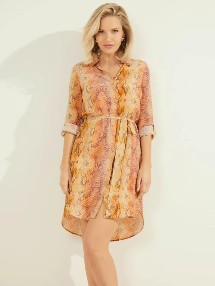 Dresses Women Marciano Next Level Silk Shirt Dress Sonora Skin