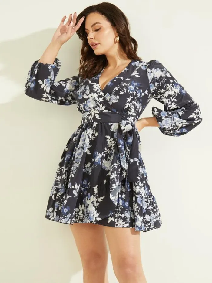 Dresses Women Marciano Petal Pose Wrap Dress Petal Pose Indigo
