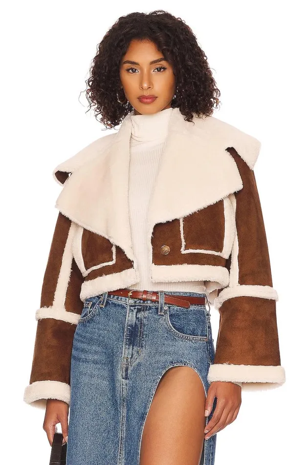 Dutton Cropped Jacket Sepia Brown Women Lovers and Friends Jackets and Coats