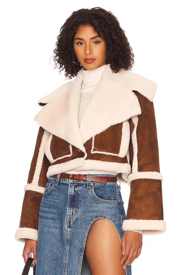 Dutton Cropped Jacket Sepia Brown Women Lovers and Friends Jackets and Coats