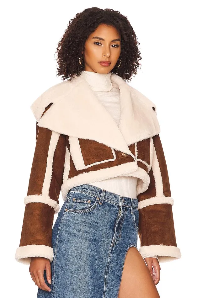 Dutton Cropped Jacket Sepia Brown Women Lovers and Friends Jackets and Coats