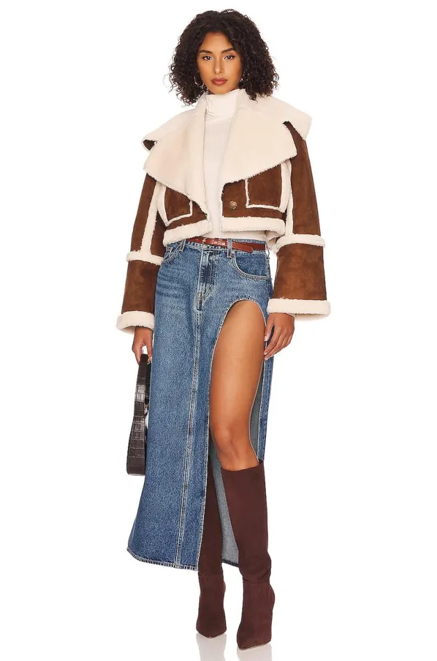 Dutton Cropped Jacket Sepia Brown Women Lovers and Friends Jackets and Coats