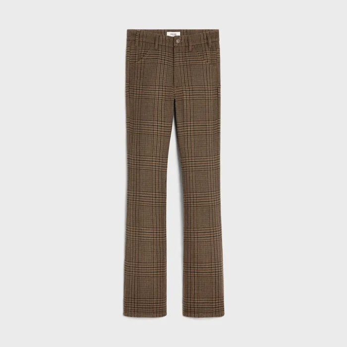 Dylan Flared Jeans In Prince Of Wales Check Wool Chataignenoir Men CELINE PANTS AND SHORTS Dylan Flared Jeans In Prince Of Wales Check Wool Chataignenoir Men CELINE PANTS AND SHORTS