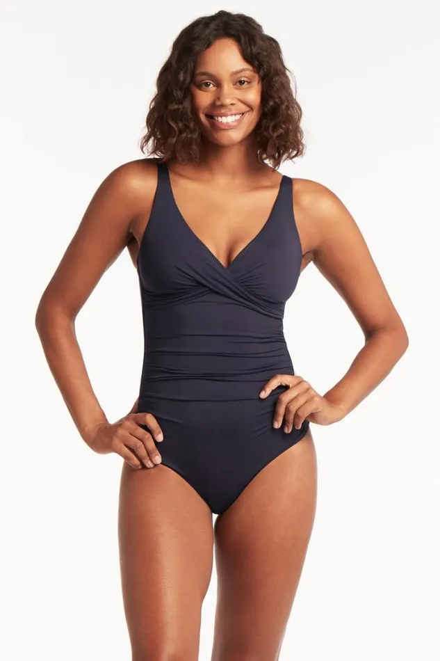 Eco Essentials Cross Front One Piece Eco Essentials Night Sky Women Sea Level One Pieces