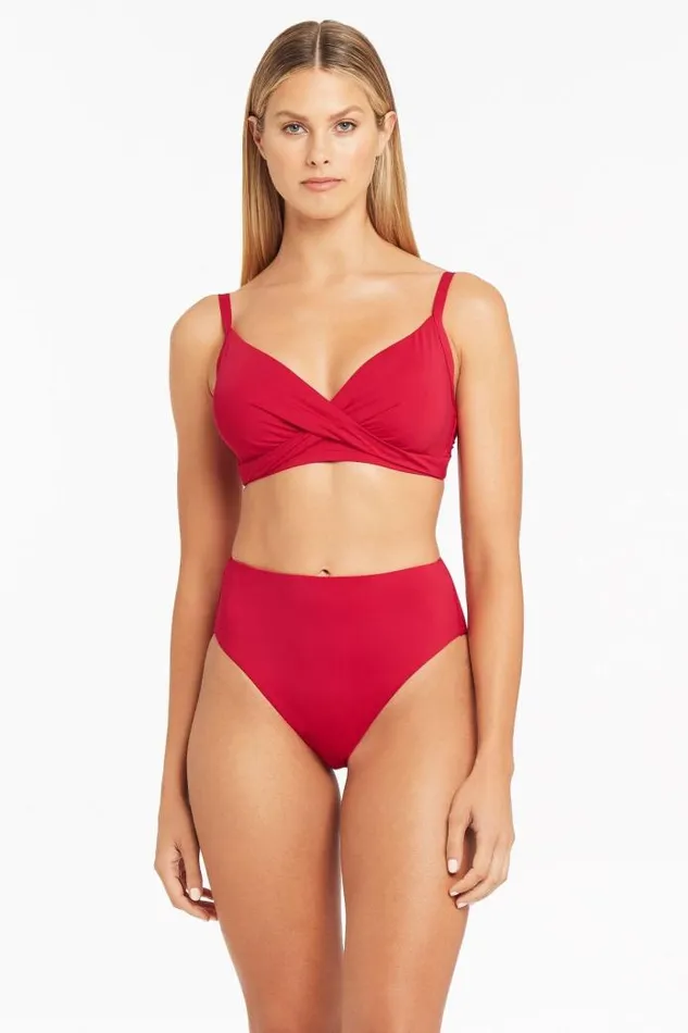 Eco Essentials Retro High Waist Pant Eco Essentials Red Women Sea Level Bottoms