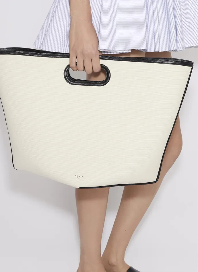Ecru FOLDED LARGE BAG IN CANVAS Women Alaa Tote Bags