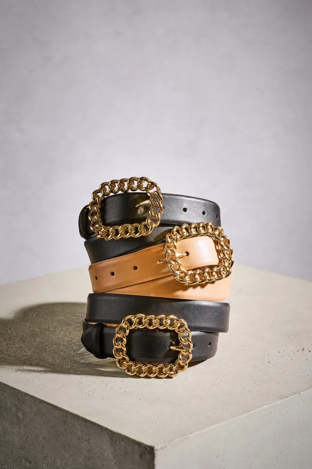 Elie Tahari Belts Chain Buckle Belt Black 8211 Women