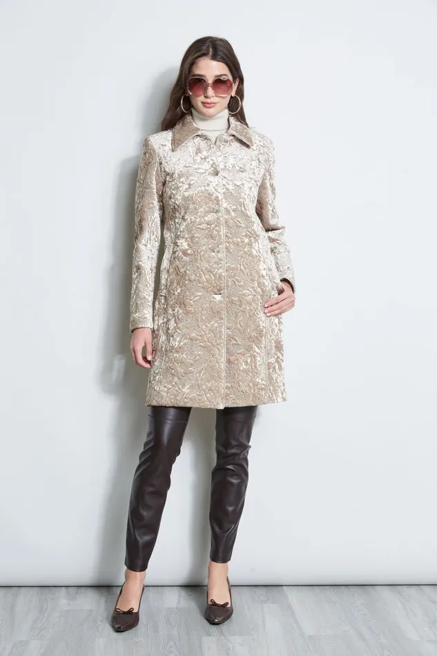 Elie Tahari Coats Quilted Velvet Topper Beige 8211 Women