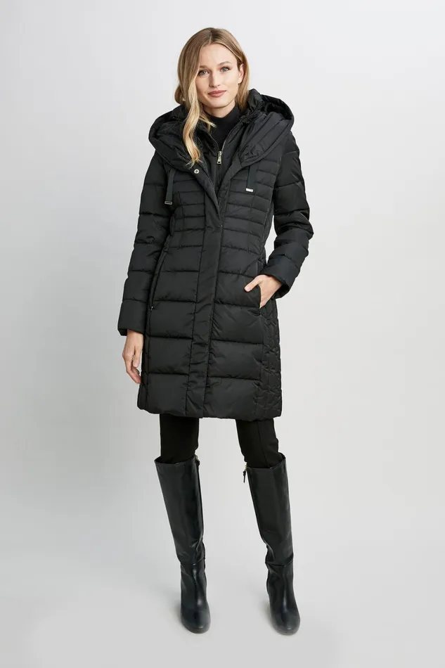Elie Tahari Coats Tahari Double Layer Long Puffer Coat Black 8211 Women