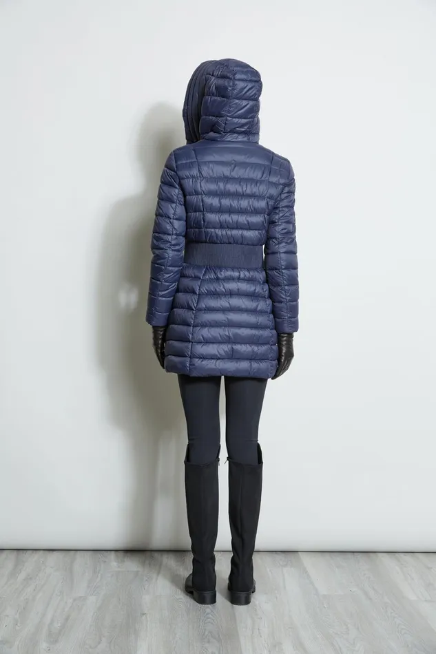 Elie Tahari Coats Tahari Lightweight Hooded Cinched Puffer Coat Navy 8211 Women