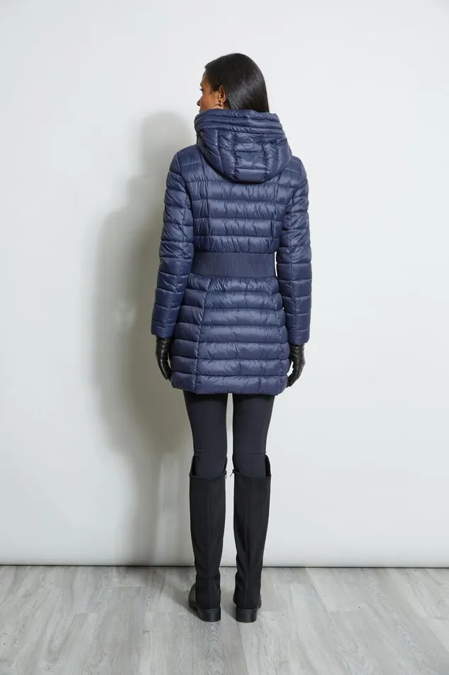 Elie Tahari Coats Tahari Lightweight Hooded Cinched Puffer Coat Navy 8211 Women