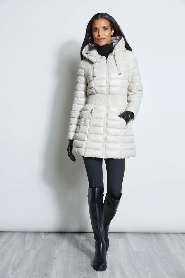 Elie Tahari Coats Tahari Lightweight Hooded Cinched Puffer Coat Pale Oak 8211 Women Elie Tahari Coats Tahari Lightweight Hooded Cinched Puffer Coat Pale Oak 8211 Women
