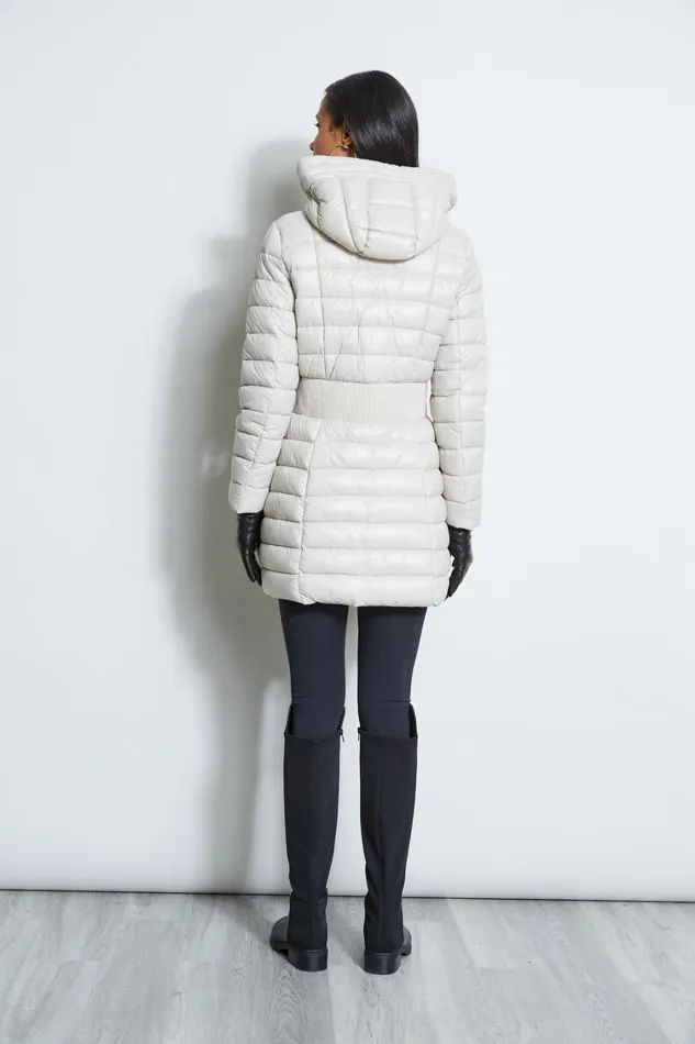 Elie Tahari Coats Tahari Lightweight Hooded Cinched Puffer Coat Pale Oak 8211 Women