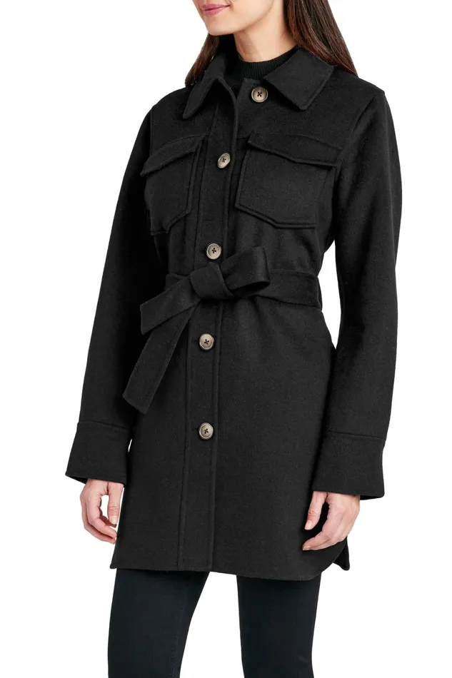 Elie Tahari Coats Tahari Wool Blend Utility Shirt Jacket Black 8211 Women