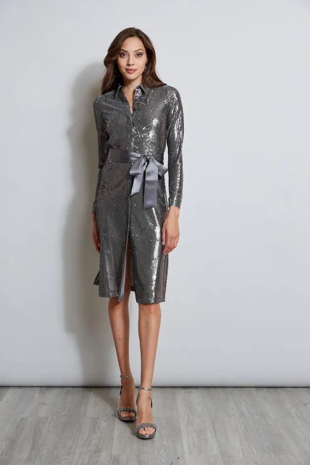 Elie Tahari Dresses and Jumpsuits Sequin Shirt Dress Gunmetal 8211 Women