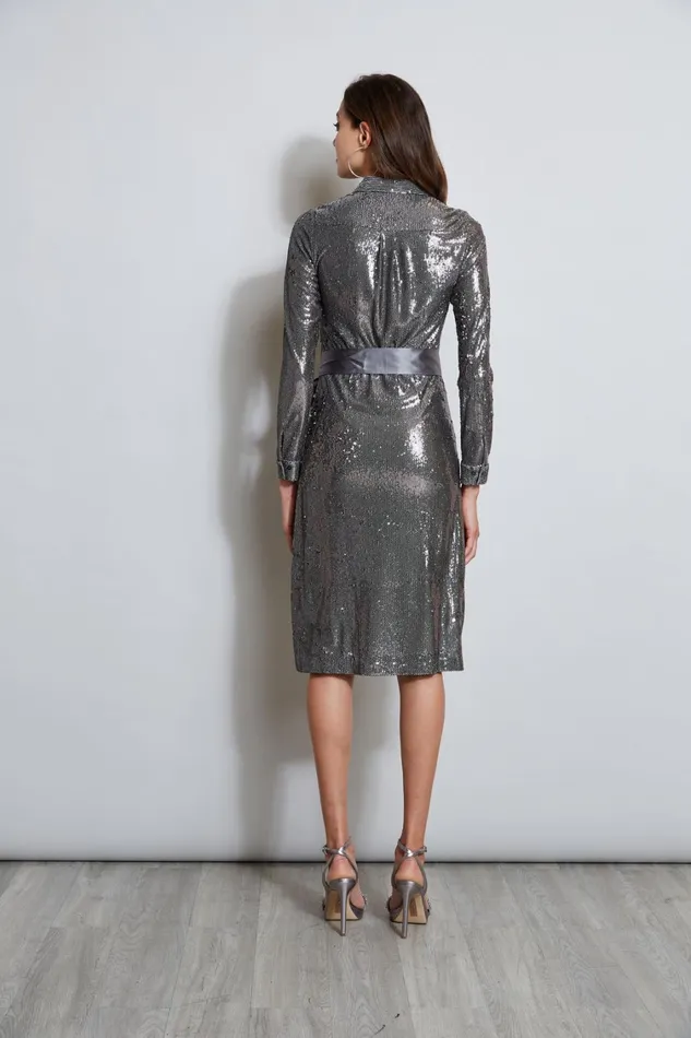 Elie Tahari Dresses and Jumpsuits Sequin Shirt Dress Gunmetal 8211 Women