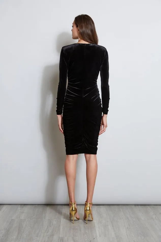 Elie Tahari Dresses and Jumpsuits VNeck Ruched Velvet Dress Black 8211 Women