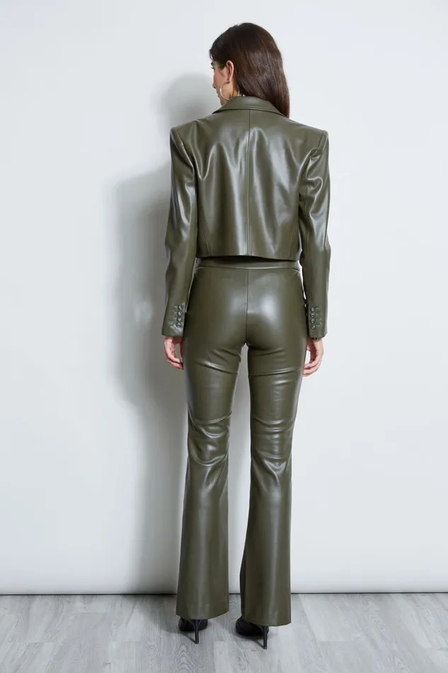 Elie Tahari Jackets and Blazers Cropped Vegan Leather Jacket Olive 8211 Women