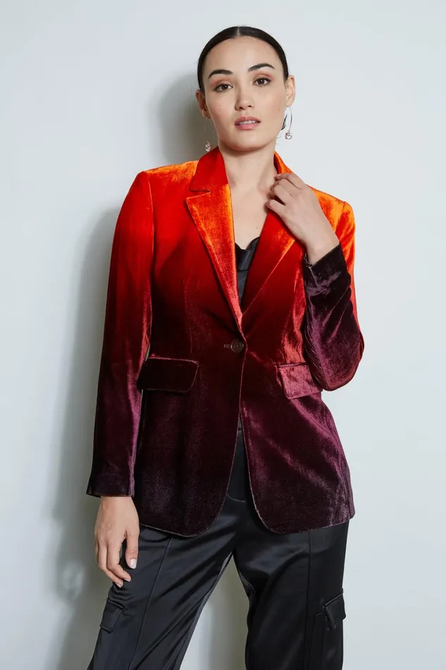 Elie Tahari Jackets and Blazers Ombre Velvet Blazer Multi 8211 Women