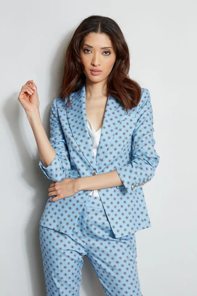Elie Tahari Jackets and Blazers Sun Print Single Button Blazer Sun Blue Print 8211 Women Elie Tahari Jackets and Blazers Sun Print Single Button Blazer Sun Blue Print 8211 Women