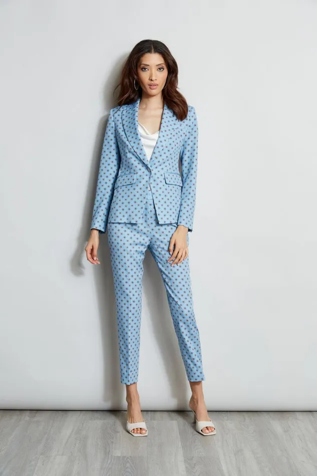 Elie Tahari Jackets and Blazers Sun Print Single Button Blazer Sun Blue Print 8211 Women