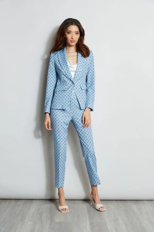 Elie Tahari Jackets and Blazers Sun Print Single Button Blazer Sun Blue Print 8211 Women