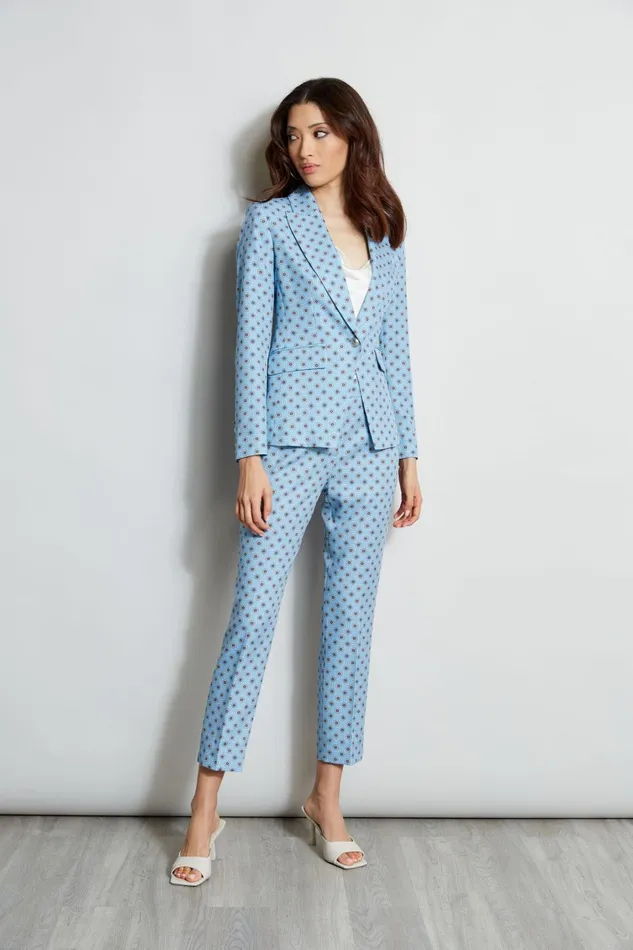 Elie Tahari Jackets and Blazers Sun Print Single Button Blazer Sun Blue Print 8211 Women