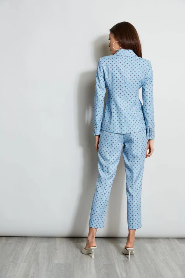 Elie Tahari Jackets and Blazers Sun Print Single Button Blazer Sun Blue Print 8211 Women